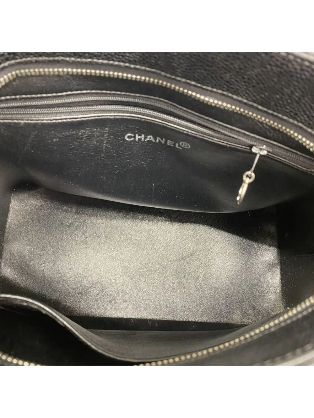 Chanel Tote Bag Reissue Caviar Leather Black Silver